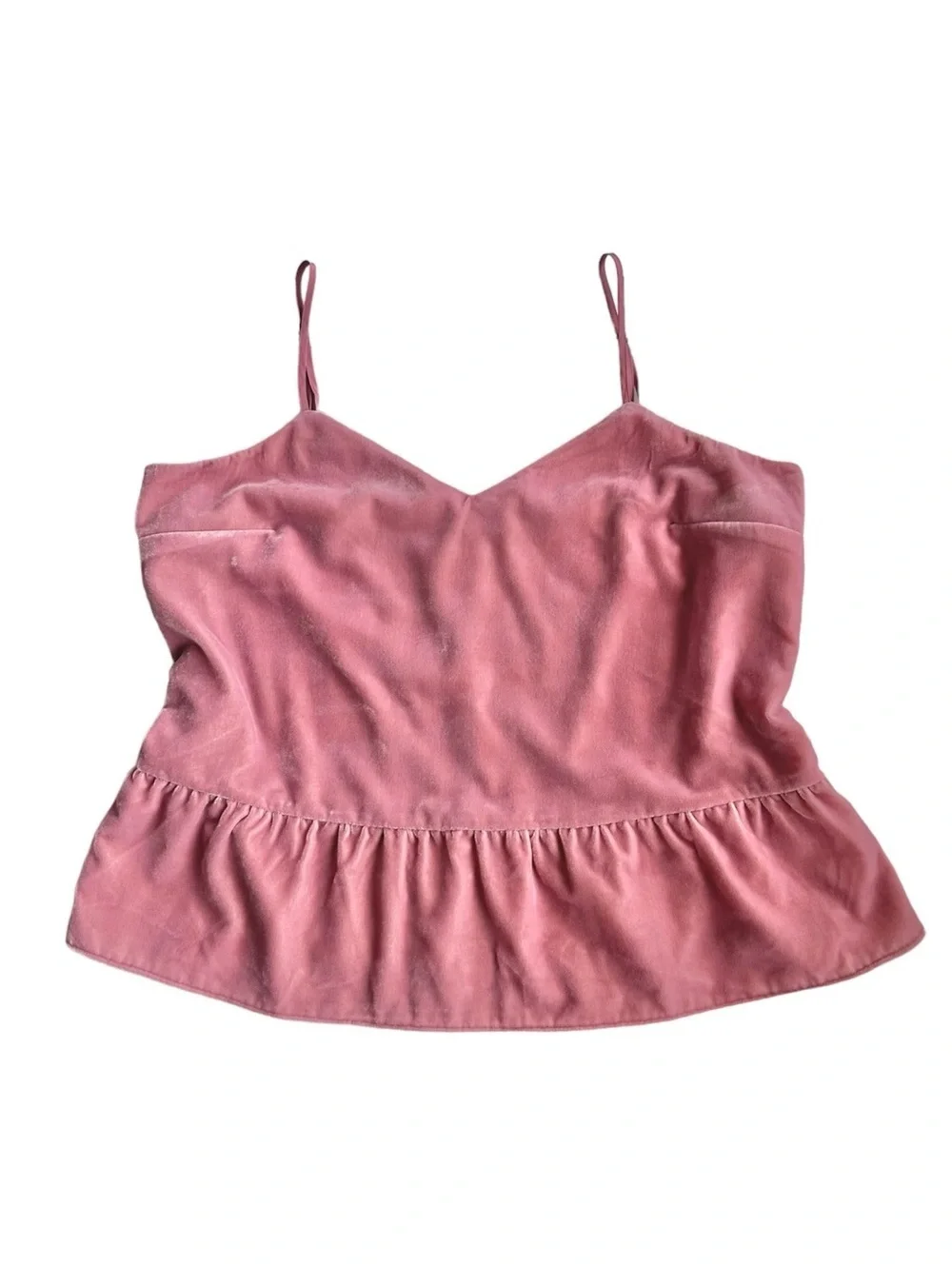 J. Crew Guava Pink Velvet Peplum Cami